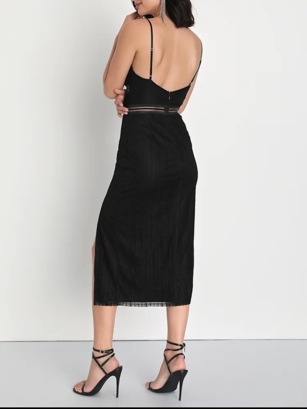 Lulus Casita Black Lace Sleeveless Midi Dress - Size XS - Picture 5 of 5